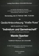 Plakat Weiße Rose-Gedächtnisvorlesung